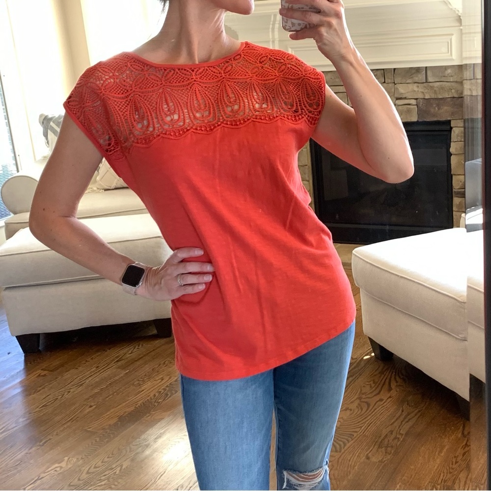 ANN TAYLOR LOFT Size Small Orange Vintage Soft Blouse Sleeveless Top